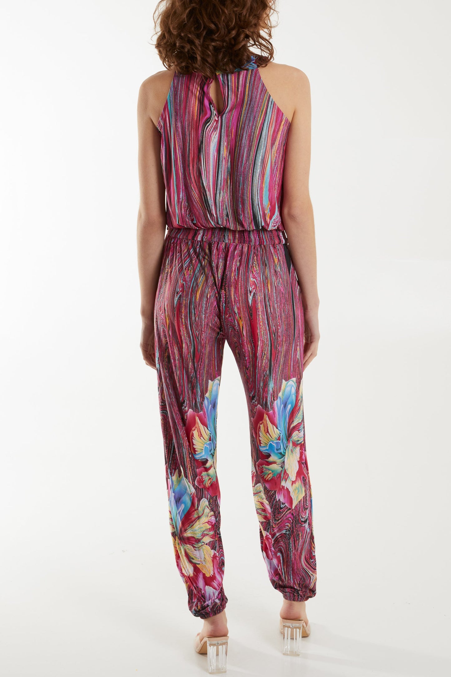 Multi Print Halterneck Jumpsuit