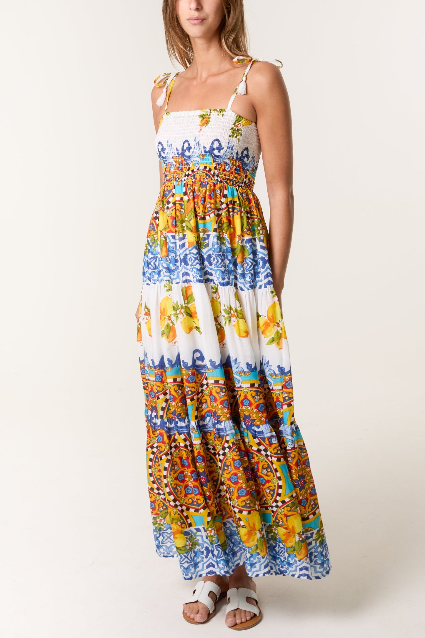 Lemon & Baroque Tassel Strap Dress
