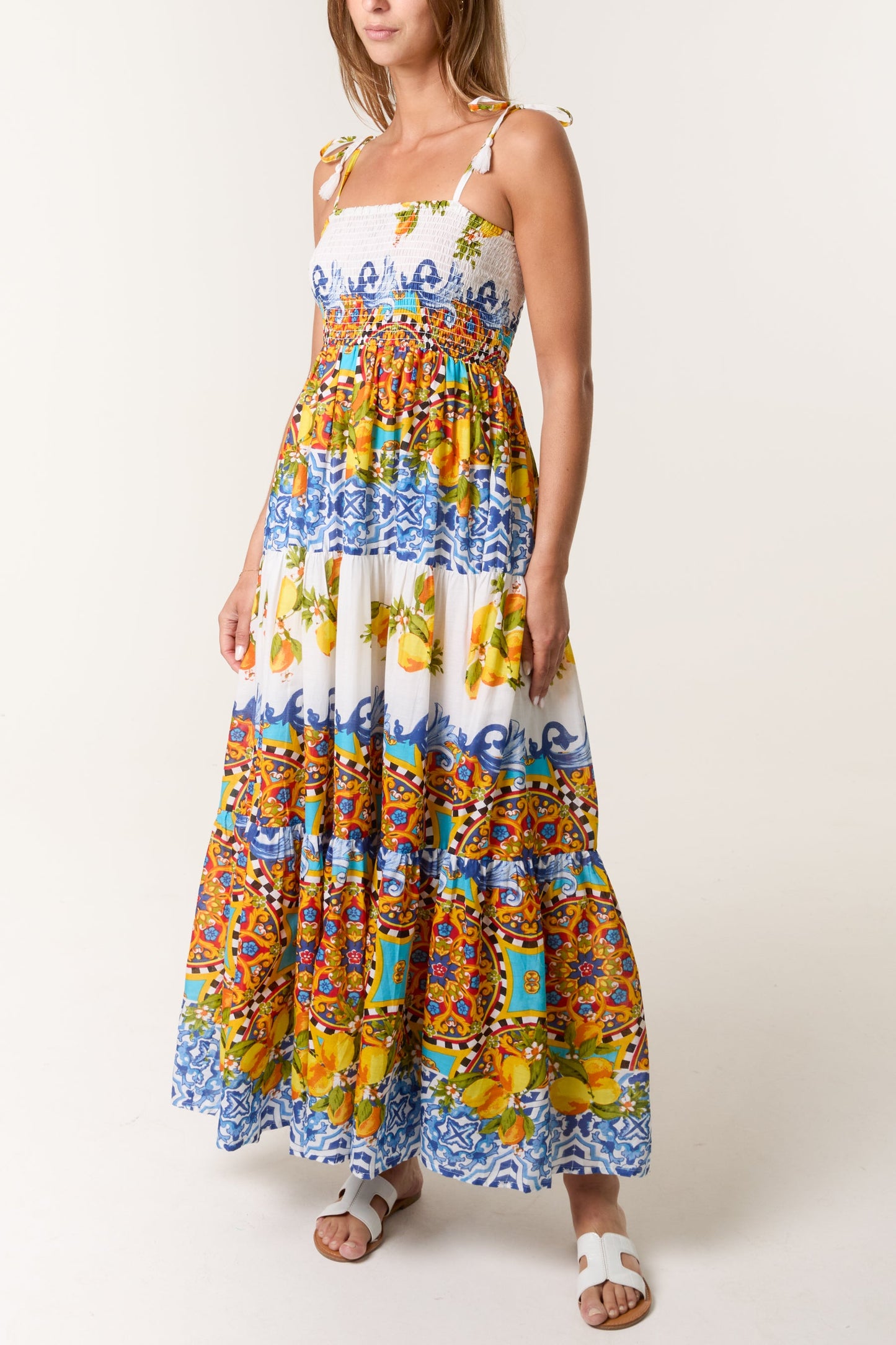 Lemon & Baroque Tassel Strap Dress