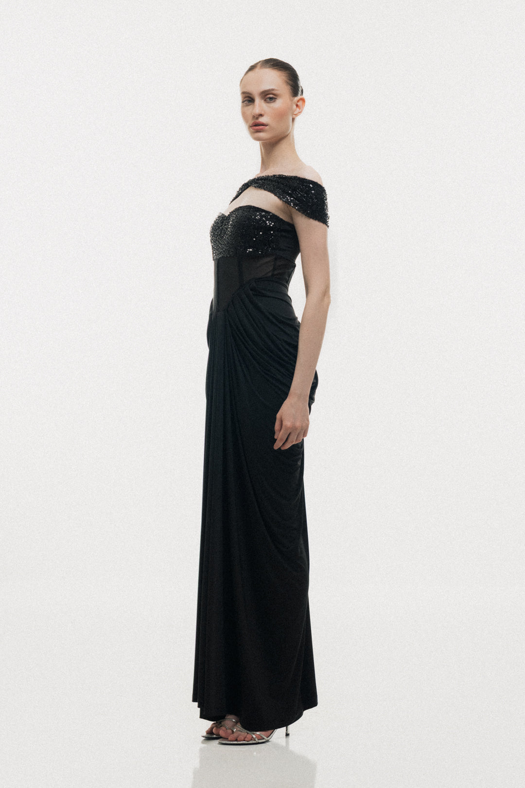 OFF-SHOULDER CORSET DRESS