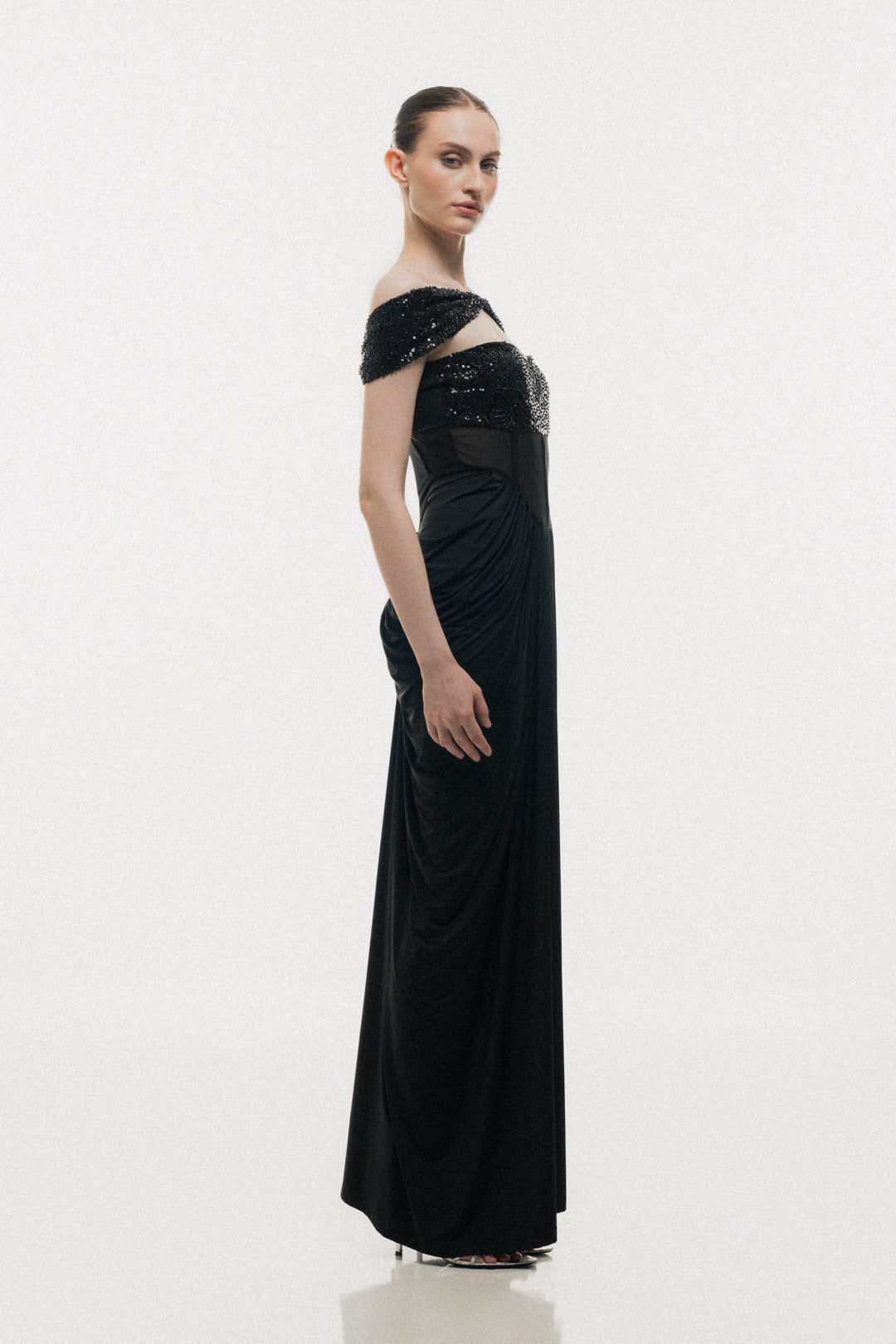 OFF-SHOULDER CORSET DRESS