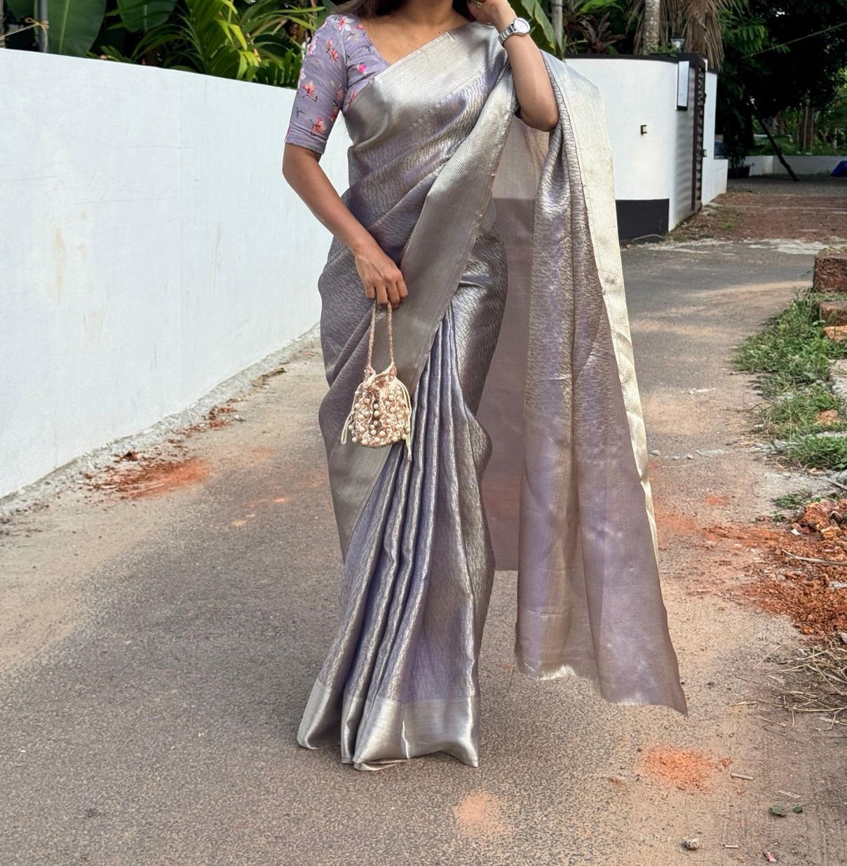 LIZA : PASTEL SHADE SEMI TISSUE SILK SAREE