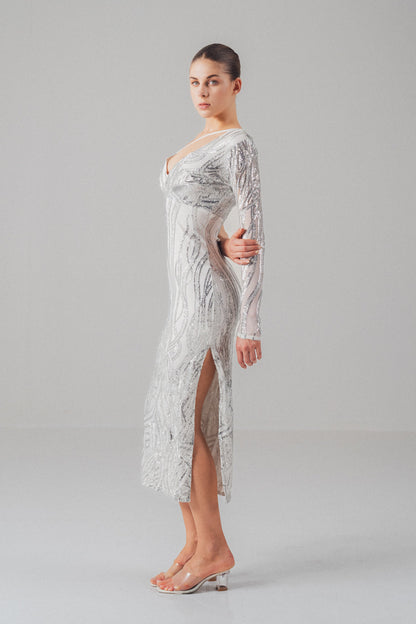 Silver Sequin Dress