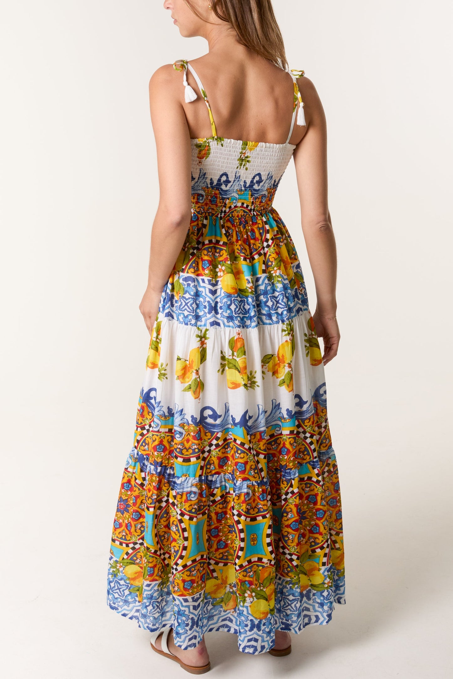 Lemon & Baroque Tassel Strap Dress