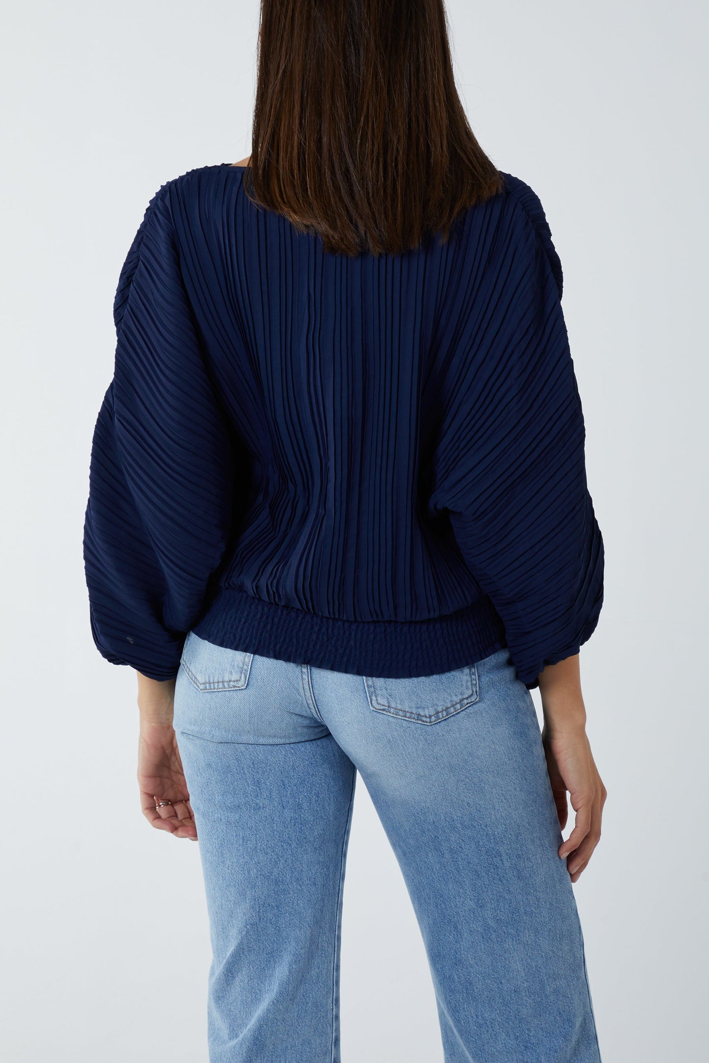 Long Sleeve Pleated Batwing Top