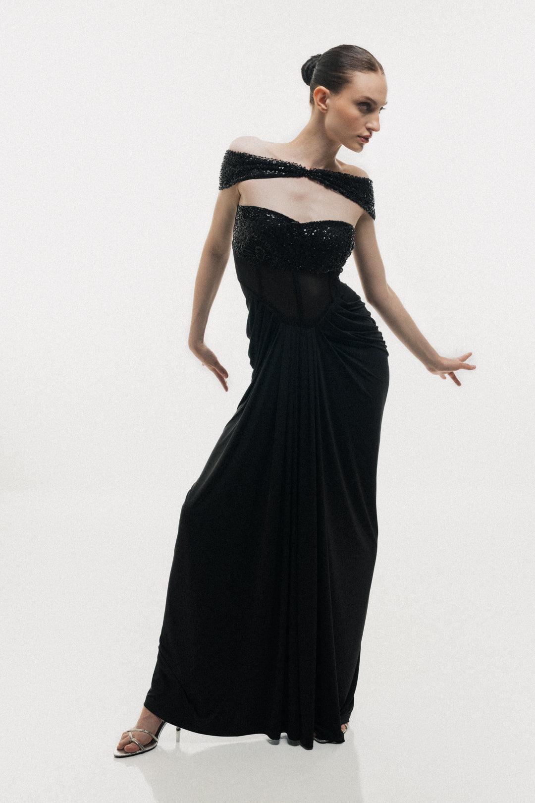 OFF-SHOULDER CORSET DRESS